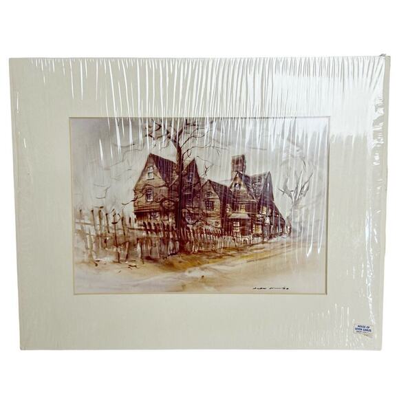 NEW The House of Seven Gables Art Watercolor Painting Print Mat Limited Edition - Picture 1 of 15